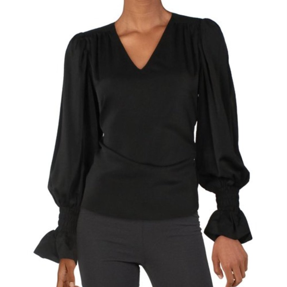 AQUA BRAND GATHERED PUFF SLEEVE TOP, NWT